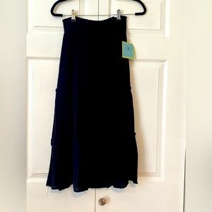 CeCe Smocked Waist Tiered Skirt Black M